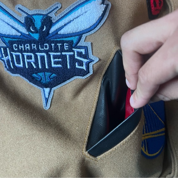 Jeff Hamilton Men's NBA Collage Wool Leather Jacket Brown Size XL SIGNED NEW - Picture 3 of 14